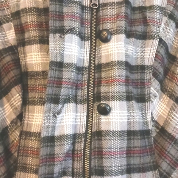 Sonoma "Life & Style" Plaid Vest with Detachable Faux Fur Trimmed Hood Size XL - Picture 3 of 7